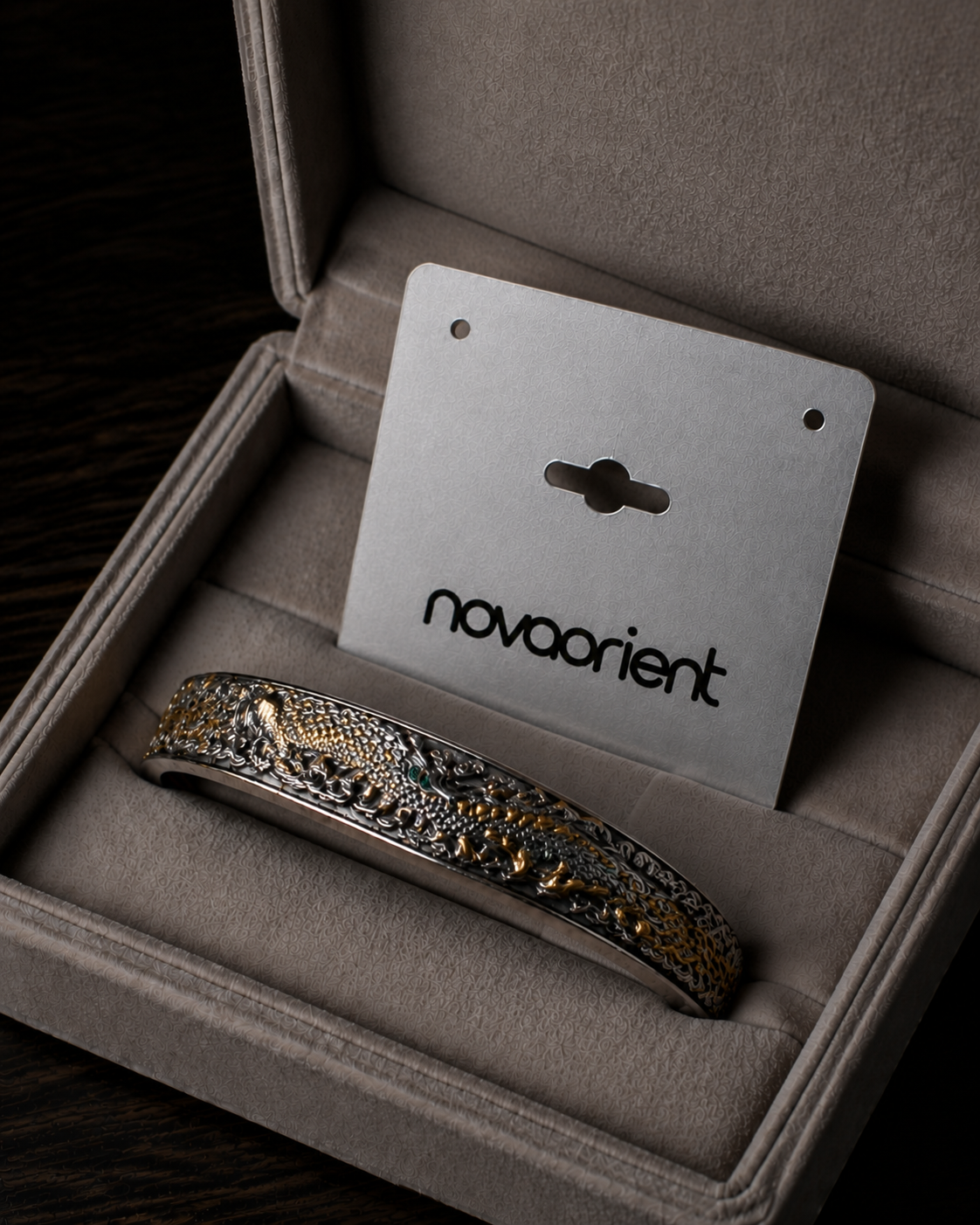 Serpent Engraved Gold Accent Bracelet Main image
