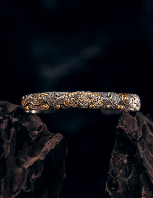 Taotie Bronze Beast Open Cuff Bracelet