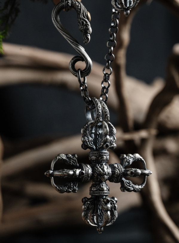 Tibetan Vajra Cross Pendant Necklace