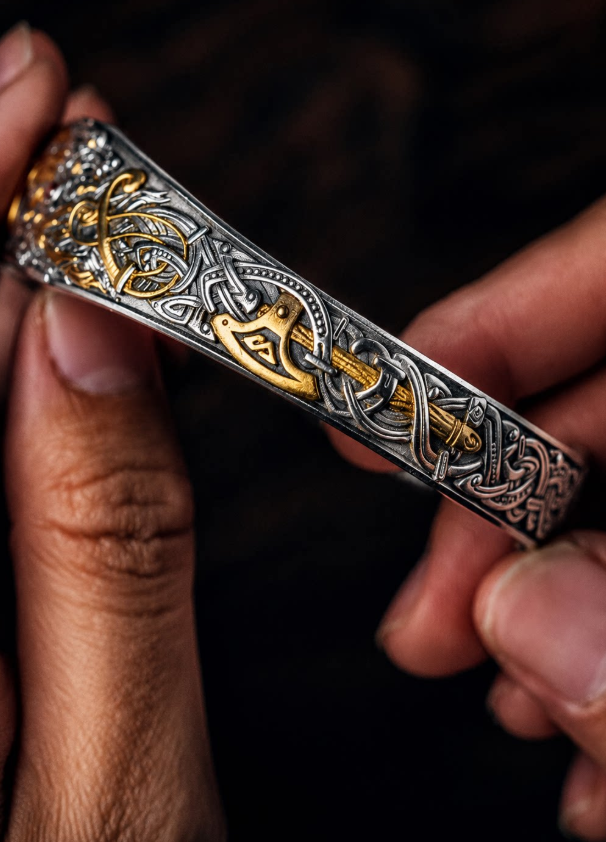 Celtic Twin Wolf Bracelet