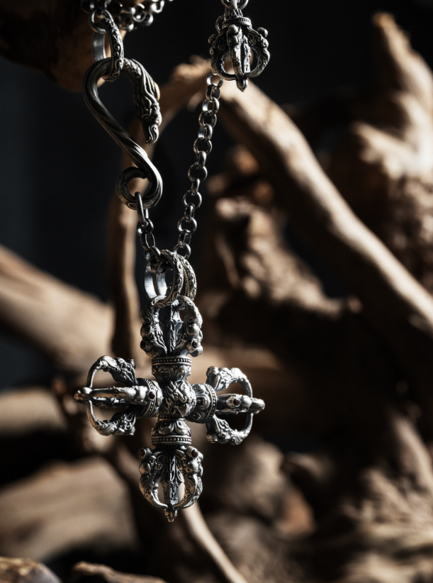 Tibetan Vajra Cross Pendant Necklace