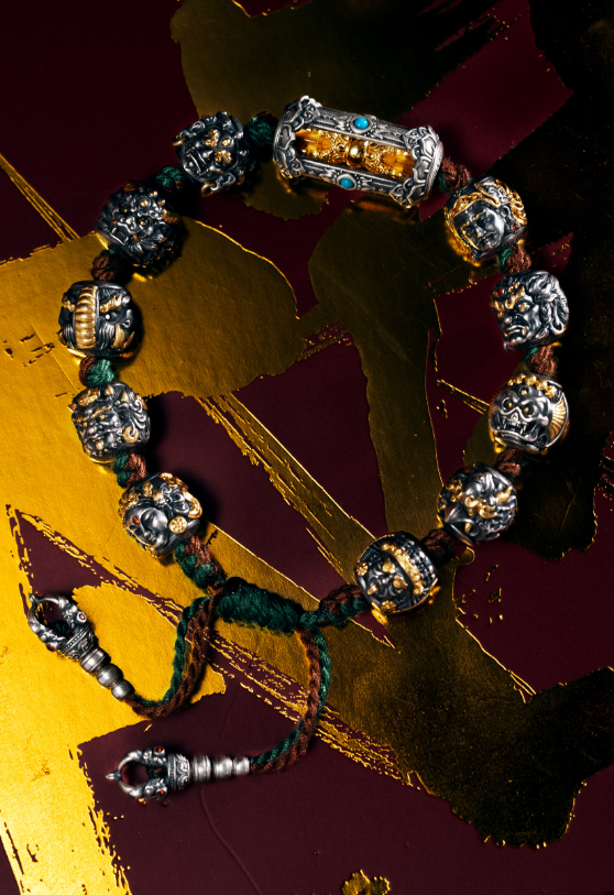 Tibetan Prayer Bead Charm Bracelet