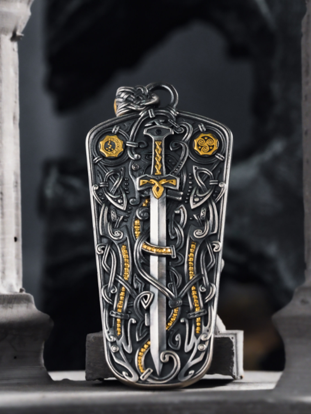 Celtic Justice Sword Crown Pendant