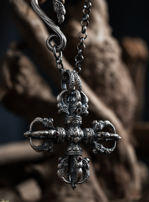 Tibetan Vajra Cross Pendant Necklace
