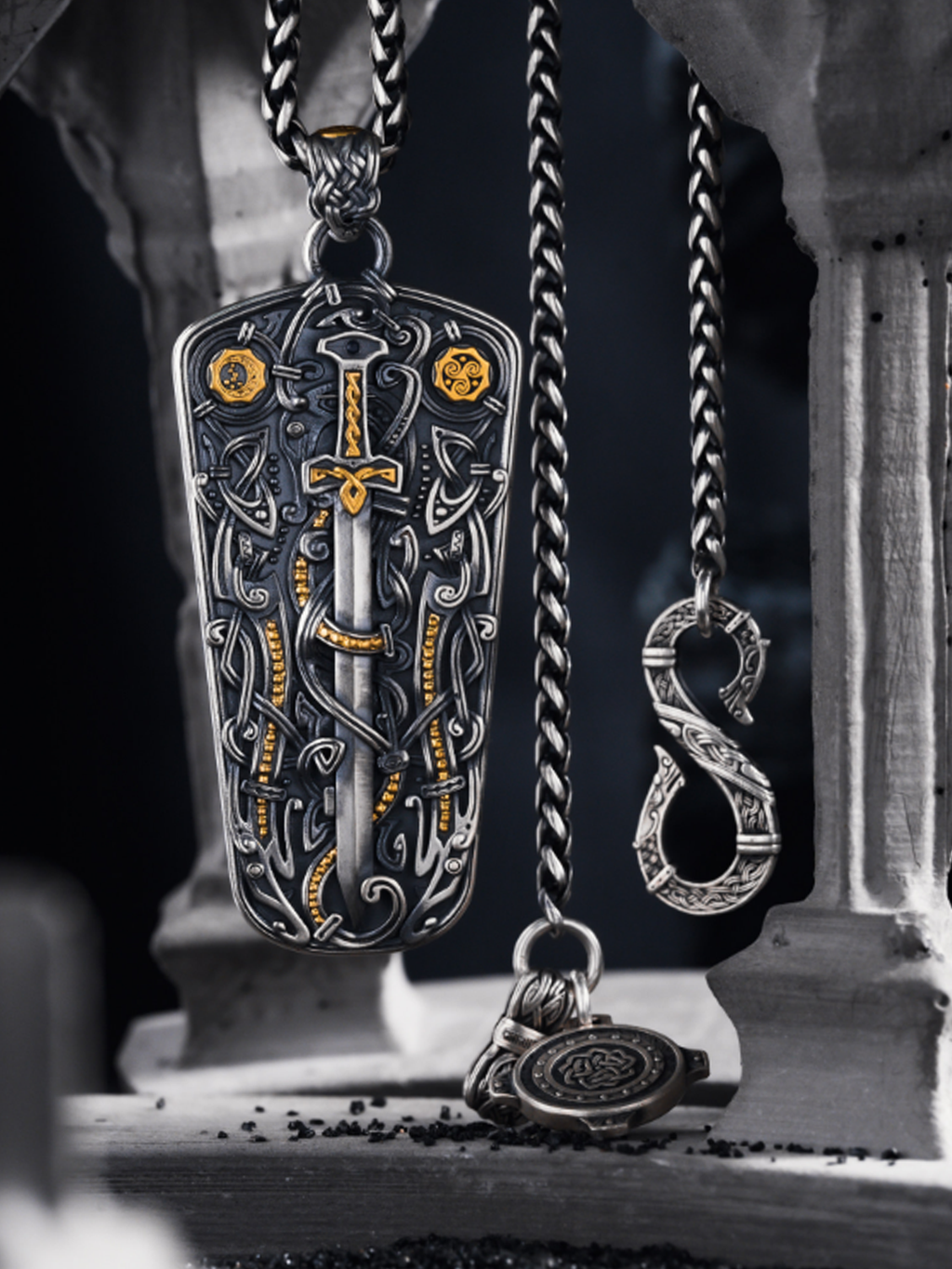 Celtic Justice Sword Crown Pendant