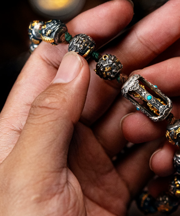 Tibetan Prayer Bead Charm Bracelet