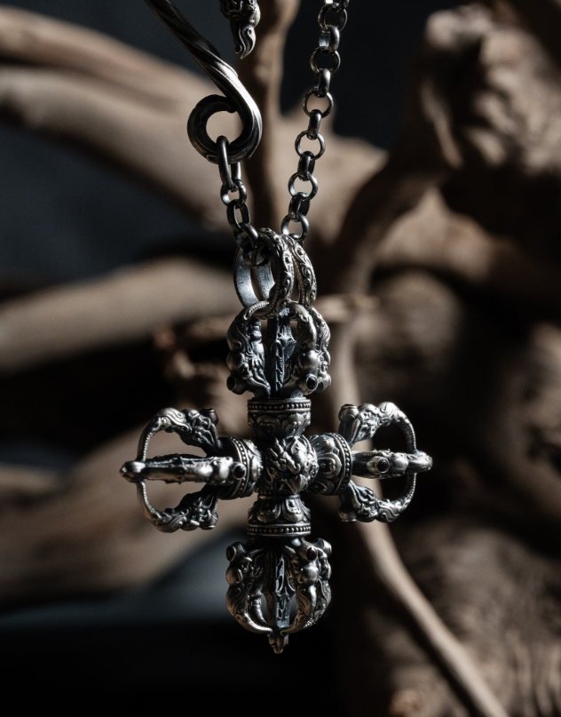 Tibetan Vajra Cross Pendant Necklace